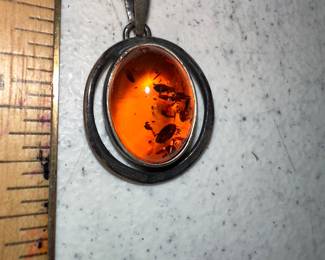 Sterling Silver Amber Pendant $25.00