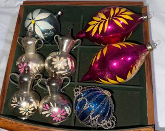 8 Christmas Ornaments Icicle, Wire Wrapped, and Teapot $30