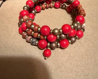 Red Beaded Bracelet $5.00