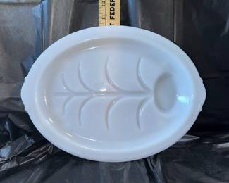 Milk Glass Carving Platter $12.00