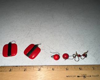 3 Pairs of Red Earrings $9.00