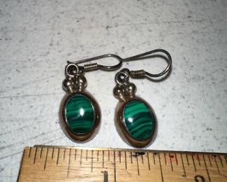 Sterling Silver Green Stone Earrings $14.00