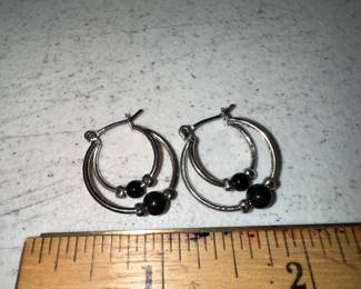 Black Beaded Hoop Earrings $5.00