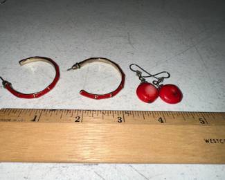 2 Pairs of Red Earrings $5.00