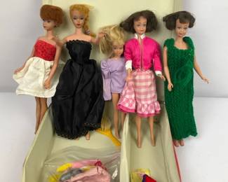 Vintage Barbie Dolls, Case and Accessories Lot