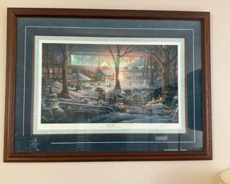 Framed Terry Redlin Racing Home Signed Print with Certificate of Authenticity