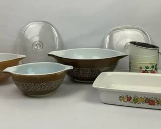 Pyrex Woodland Brown Cinderella Mixing Bowls and CorningWare Bakeware