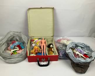 Vintage Barbie Case, Doll Parts and Clothing Lot