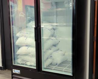 Avantco 2-Door Rolling Ice Merchandiser Freezer, Model 178GDICE49FB