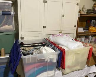 Lot Two Quilting And Batting Three Bins