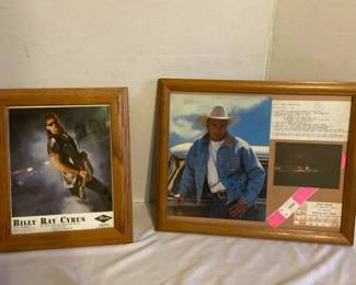 Billy Ray Cyrus And Garth Brooks Signed Pictures
