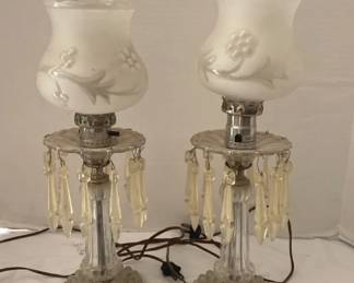 Leviton Glass  Crystal Boudoir Lamps