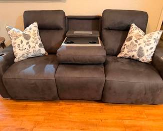 Sofa, Built-in cup holders and storage compartments in both armrests. Comfortable seating with a clean, modern look.