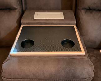 Sofa, Built-in cup holders and storage compartments in both armrests. Comfortable seating with a clean, modern look.
