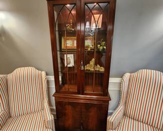Vintage Glass Front Serving Cabinet