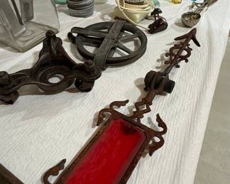 Antique Cast Iron Lightning Rod Arrow with Red Glass Tail