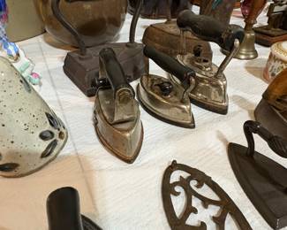 Collection of Antique Sad Irons and Trivets