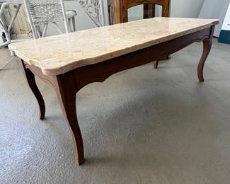Vintage French Provincial Marble Top Coffee Table
