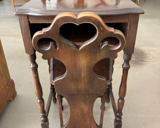Victorian Walnut Parlor Table with Stool
