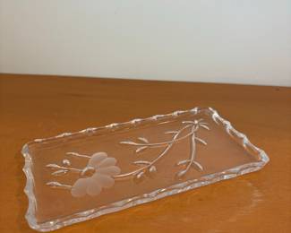 Princess House Crystal Tray with Floral Etching