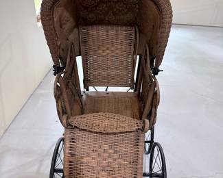 Antique Victorian Wicker Baby Carriage by H. N. Thayer Co.