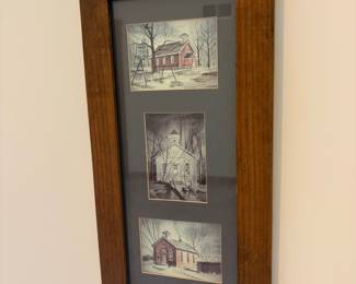 Framed Triptych of Historic Schoolhouses by Robert Nidy