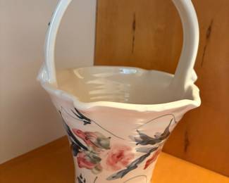 Hand-Painted Ceramic Flower Basket Made in Portugal