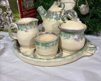 Handmade Studio Pottery Tea Set with Tray