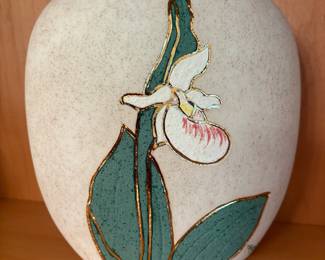 Vintage Yamaji Japanese Vase with Orchid Design