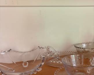 Imperial Glass Candlewick Berry Bowl Set with Saucers