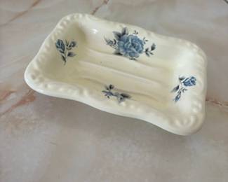 VB Athena California Pottery Blue Rose Soap Dish
