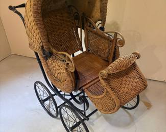 Antique Victorian Wicker Baby Carriage