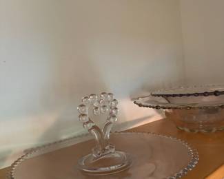 Imperial Glass Candlewick Heart Handled Cake Stand