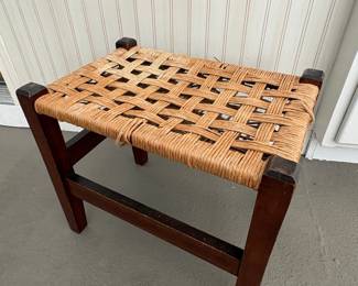 Arts & Crafts Oak Splint Weave Stool