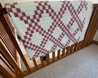 Red and White Irish Chain Quilt