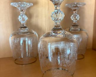 Cascade Etched Crystal Wine Glasses