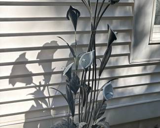 Vintage Calla Lily Floor Lamp with Frosted Glass Shades