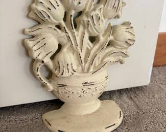 Vintage Cast Iron Tulip Vase Doorstop