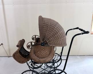 Antique Victorian Wicker Baby Carriage by H. N. Thayer Co.