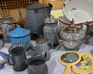 Vintage Graniteware Coffee Pots and Kitchenware