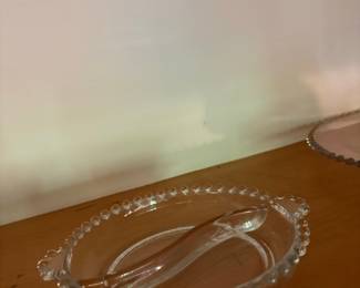 Imperial Glass Candlewick Relish Dish with Spoon
