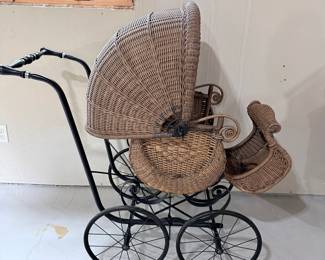 Antique Victorian Wicker Baby Carriage by H. N. Thayer Co.