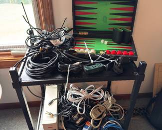 AV cables, extension cords, Backgammon game