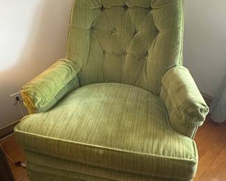 Vintage upholstered armchair in lime green!