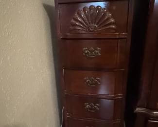Vintage Mahogany Lingerie Chest with Fan Carving