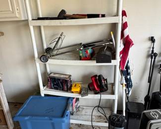 Assorted Garage and Hand Tools with Shelving Unit