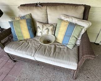 Gymojoy Carolina Brown Wicker Outdoor Loveseat with Cushions