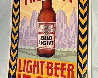 1991 Bud Light Embossed Metal Sign