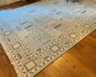 Light Blue and Gray Geometric Pattern Area Rug  Loloi Rifle Paper Co. Maison Collection MAO