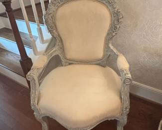 Ornate Louis XV Style Carved Accent Chair